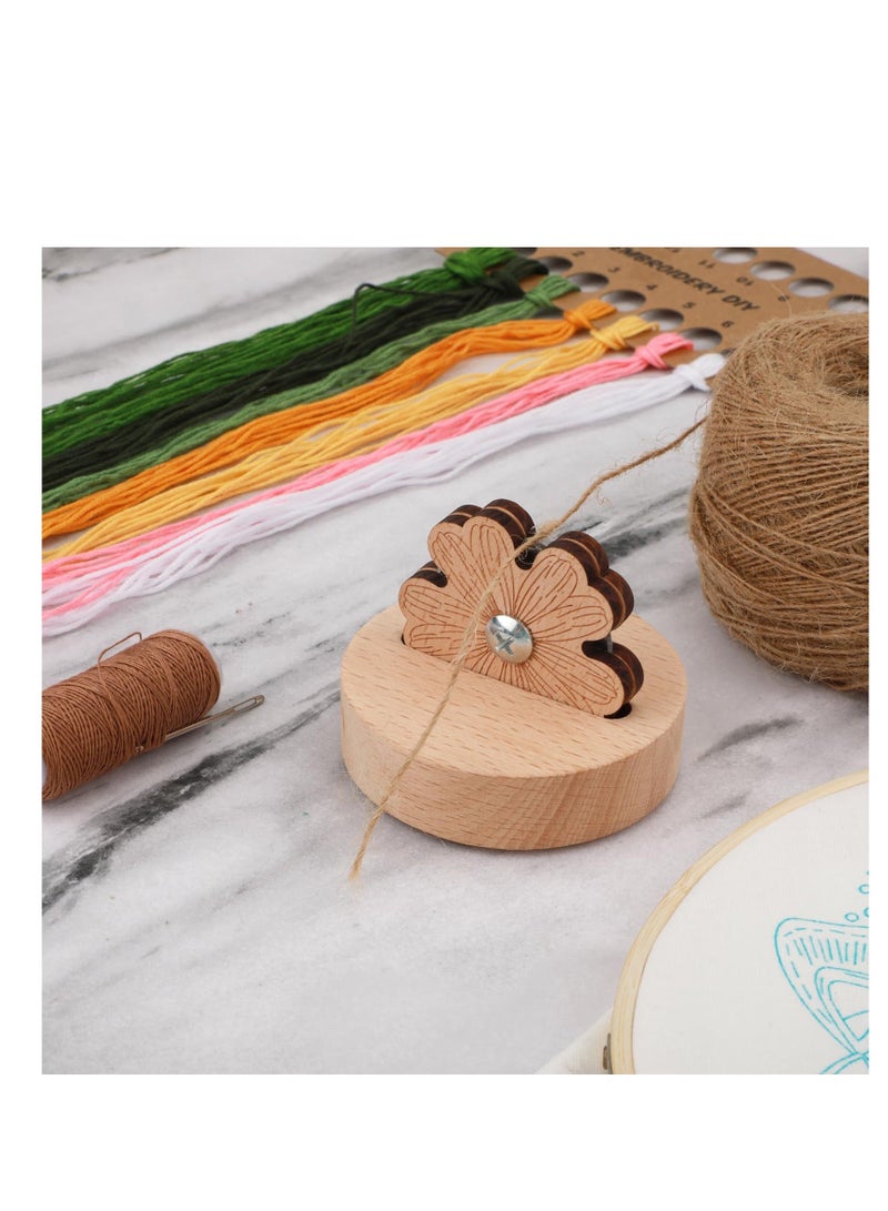 Daisy Thread Cutter, Tabletop Blade Saver Yarn Cutter, with Anti-Slip Stand Wooden Rotary Thread Cutting Tool, Sewing Seam Supplies Quilting Notions, 5 Cutting Positions, Anti-Slip Design - Image 5