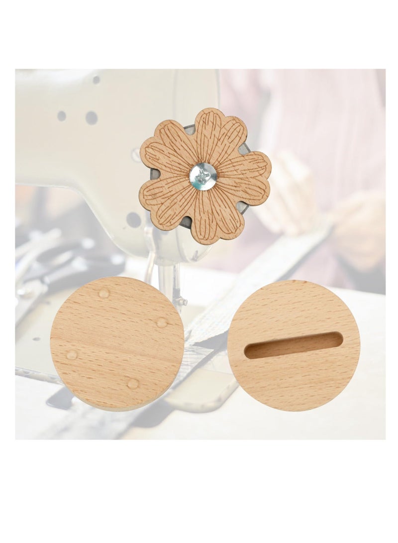Daisy Thread Cutter, Tabletop Blade Saver Yarn Cutter, with Anti-Slip Stand Wooden Rotary Thread Cutting Tool, Sewing Seam Supplies Quilting Notions, 5 Cutting Positions, Anti-Slip Design - Image 3