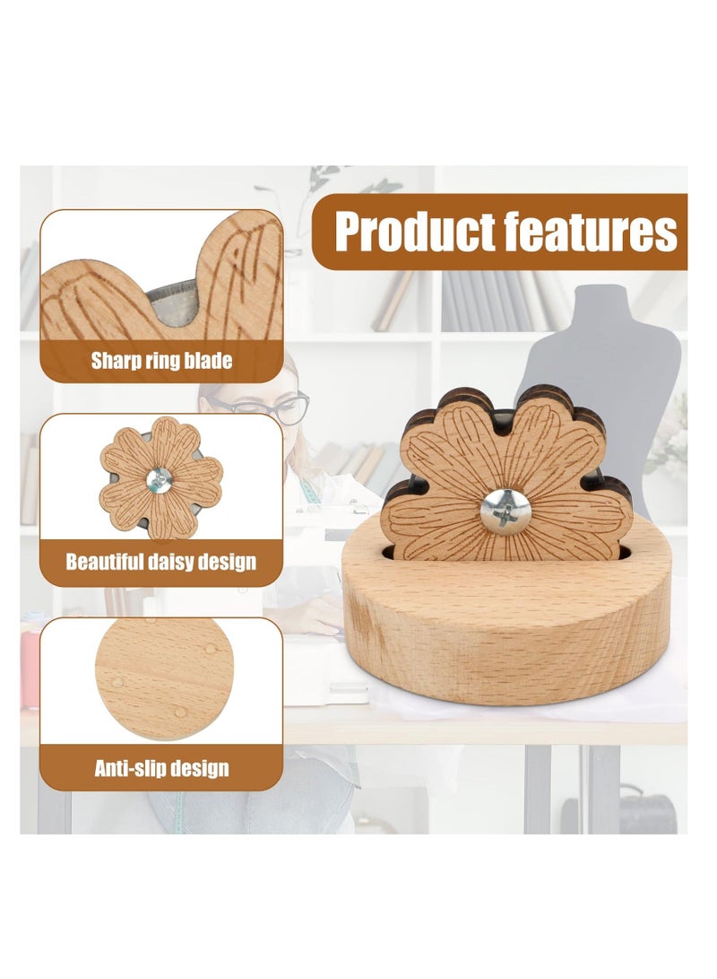 Daisy Thread Cutter, Tabletop Blade Saver Yarn Cutter, with Anti-Slip Stand Wooden Rotary Thread Cutting Tool, Sewing Seam Supplies Quilting Notions, 5 Cutting Positions, Anti-Slip Design - Image 4