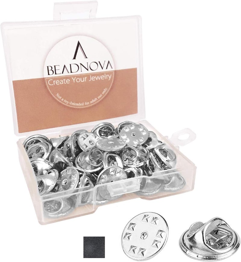 BEADNOVA 50PCS Butterfly Clutch Metal Pin Backs Pin Backings for Lapel Clips Silver 50 pcs - Image 1