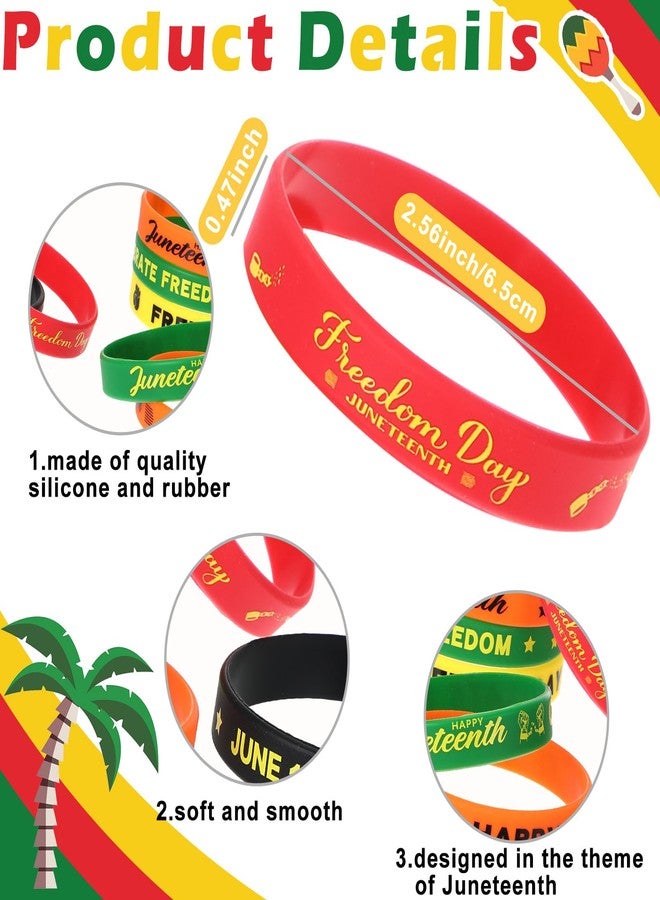 Kigeli 100 Pcs Juneteenth Party Rubber Bracelets Black Freedom Day Silicone Wristbands Party Supplies Goodie Bag Stuffers Fillers Silicone Wristbands - Image 2