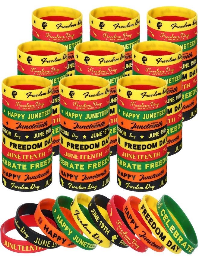 Kigeli 100 Pcs Juneteenth Party Rubber Bracelets Black Freedom Day Silicone Wristbands Party Supplies Goodie Bag Stuffers Fillers Silicone Wristbands - Image 1