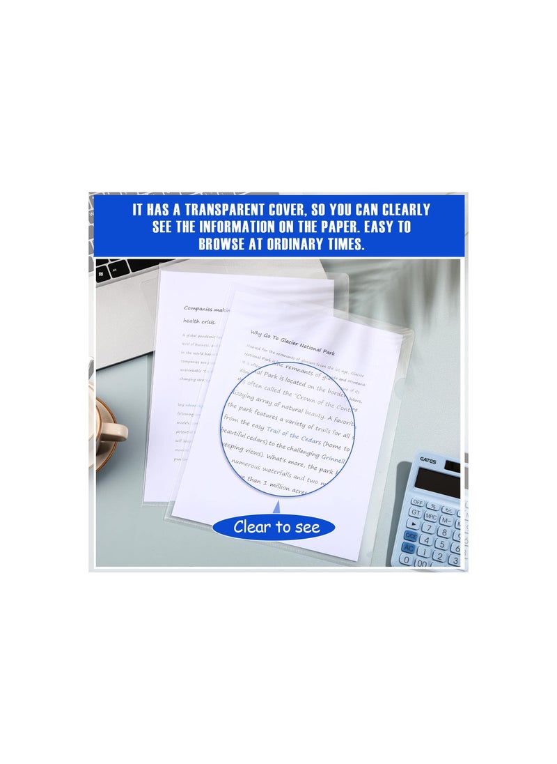 SYOSI - Clear Document Folder, L Type Transparent Project Sleeves Project Pockets Plastic Folders for Office and School, Transparent Color L-Type Folders Copy Safe Project Pockets(60Pcs )(12 *8.5in) - Image 1