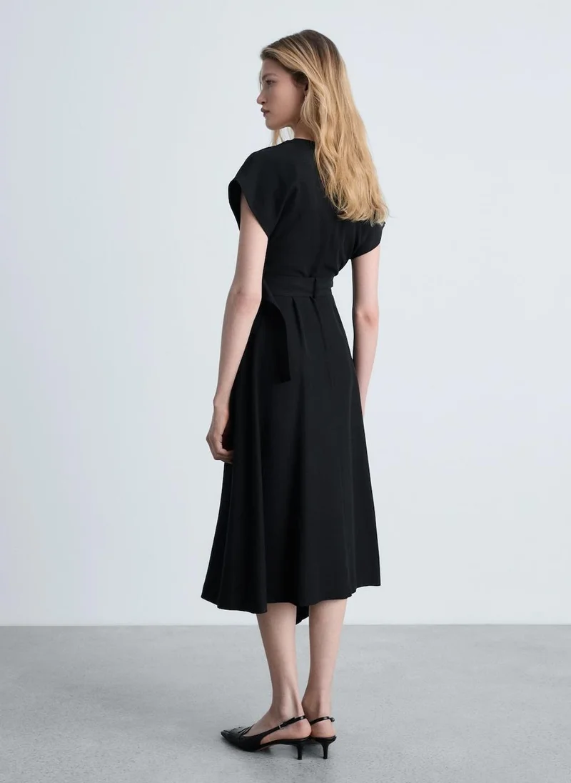 مانجو Asymmetrical Belt Dress