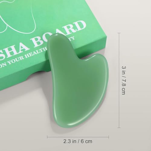 CAREMIMA by SKINROTH Authentic Jade Gua Sha Tool | Green Natural Stone for Face & Body Massage | Ergonomic Design for Skincare Application (Green) - Image 3
