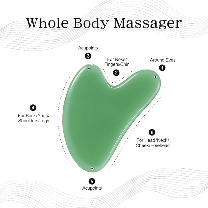 CAREMIMA by SKINROTH Authentic Jade Gua Sha Tool | Green Natural Stone for Face & Body Massage | Ergonomic Design for Skincare Application (Green) - Image 4