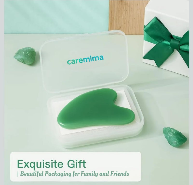 CAREMIMA by SKINROTH Authentic Jade Gua Sha Tool | Green Natural Stone for Face & Body Massage | Ergonomic Design for Skincare Application (Green) - Image 2