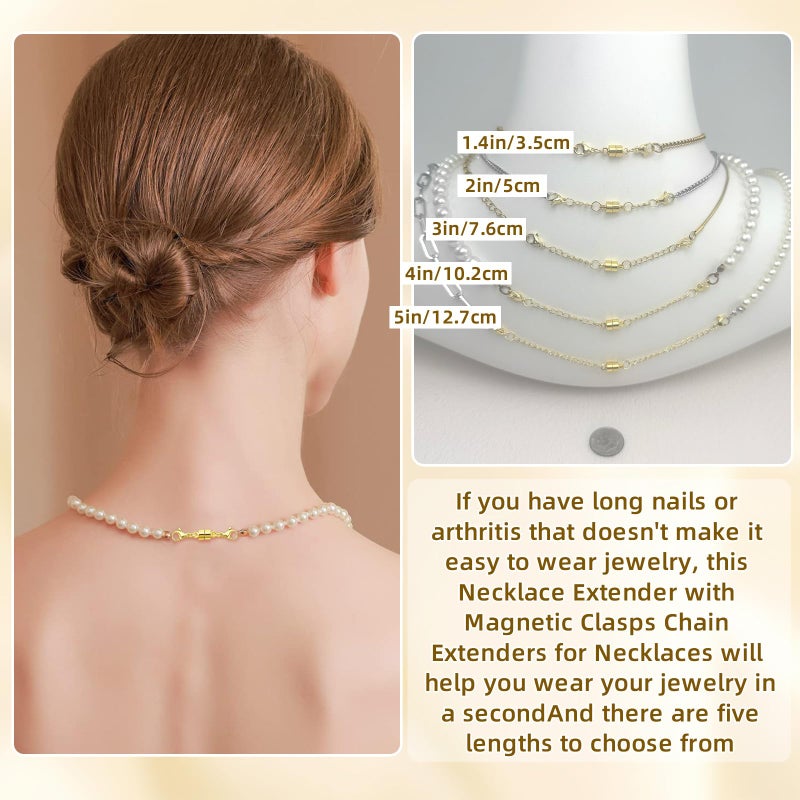 MKCYD Necklace Extender with Magnetic Clasps, Gold Magnetic Necklace Clasps and Closures with Necklace Extenders for Women - Image 5