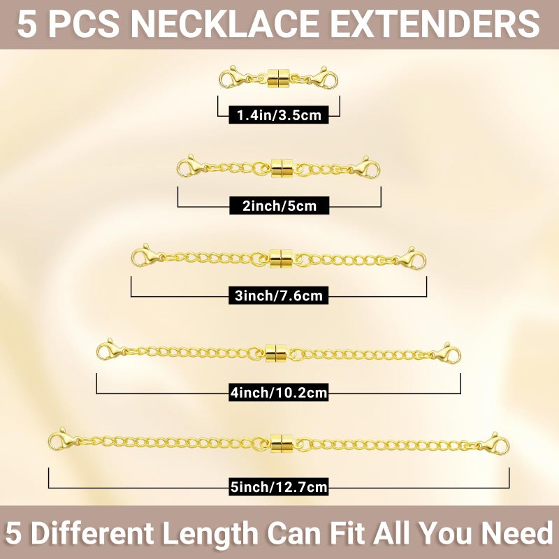 MKCYD Necklace Extender with Magnetic Clasps, Gold Magnetic Necklace Clasps and Closures with Necklace Extenders for Women - Image 2