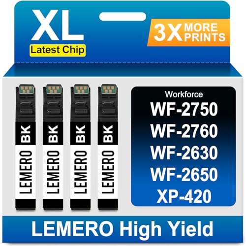 LEMERO Remanufactured Ink Cartridge Replacement for Epson 220XL Ink Cartridge Replacement for 220 Ink Cartridges for Workforce WF-2760 WF-2750 WF-2630 WF-2650 WF-2660 XP-320 XP-420 Printer, 4 Pack - Image 1