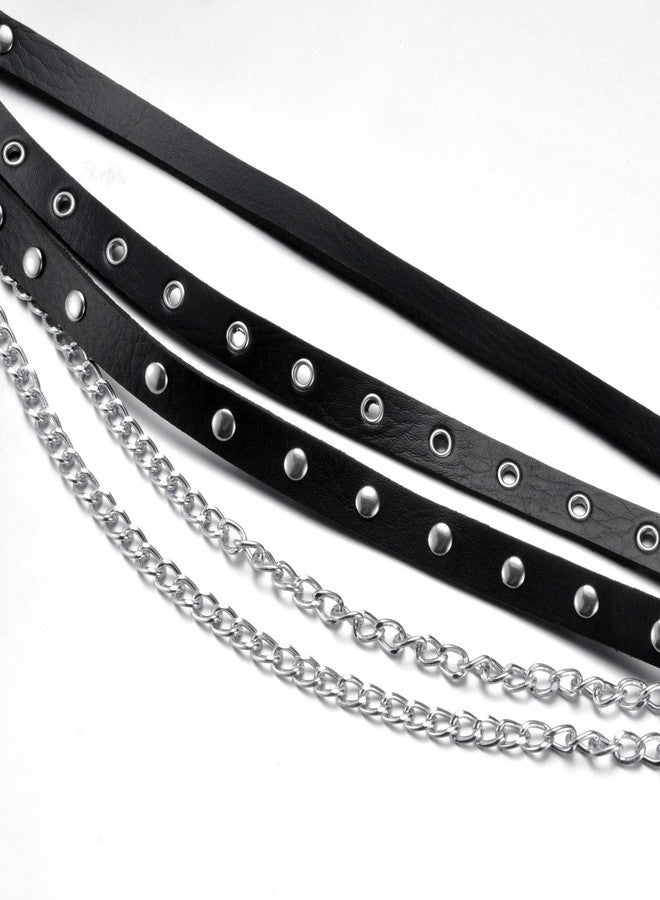MILAKOO Women's Punk Leather Waist Belt Harness Gothic Chains PU Strap Belt Adjustable Vintage Retro - Image 2