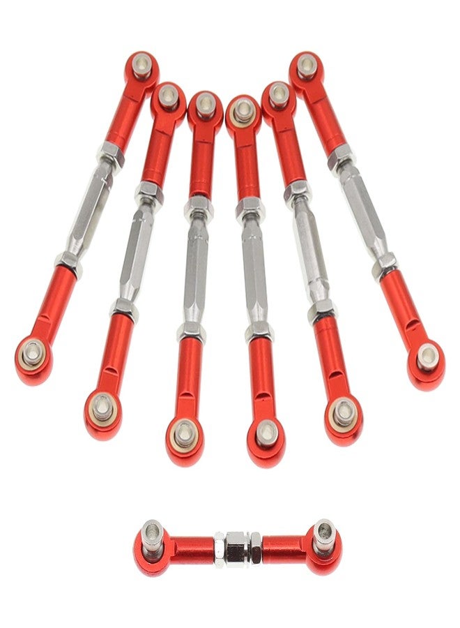 Treehobby Metal RC Front Rear Metal Adjustable Steering Linkage Servo Link Pull Rod Compatible with 1/10 traxxas Slash 4x4 2WD RC Car Upgraded Parts(Red) - Image 2