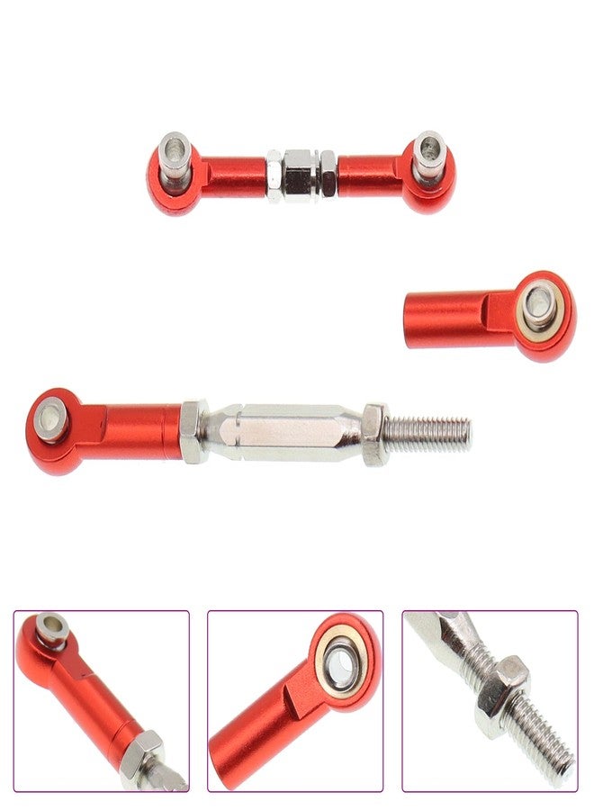 Treehobby Metal RC Front Rear Metal Adjustable Steering Linkage Servo Link Pull Rod Compatible with 1/10 traxxas Slash 4x4 2WD RC Car Upgraded Parts(Red) - Image 3