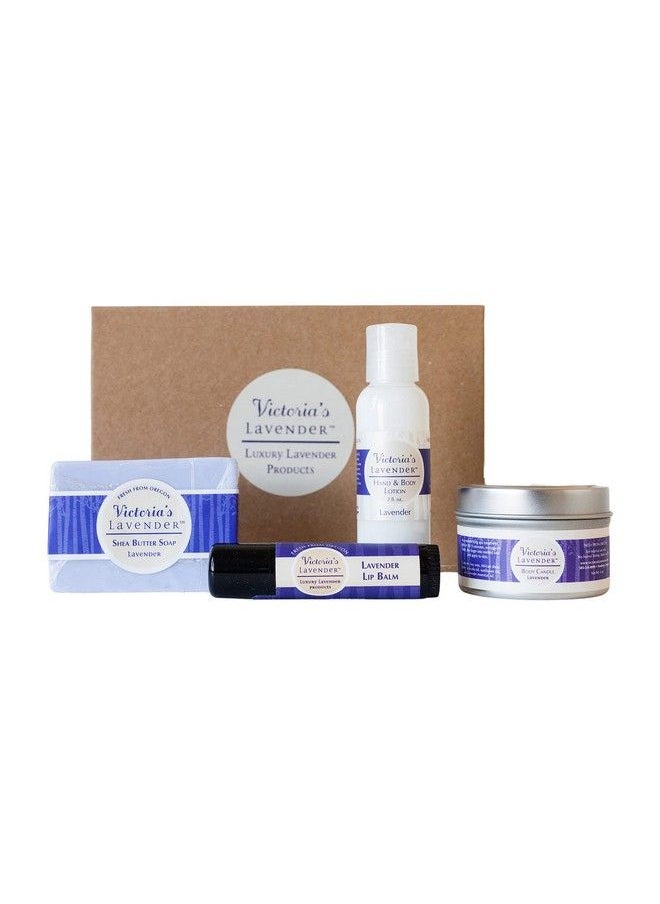 Victoria's Lavender - Natural Body Products Gift Set Handmade Soap Hand & Body Lotion Lip Balm Body Candle Skin Care Sets & Kits Lavender Bath And Body Products For Women Lavender - Image 1