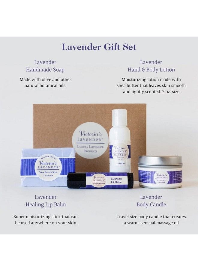 Victoria's Lavender - Natural Body Products Gift Set Handmade Soap Hand & Body Lotion Lip Balm Body Candle Skin Care Sets & Kits Lavender Bath And Body Products For Women Lavender - Image 1