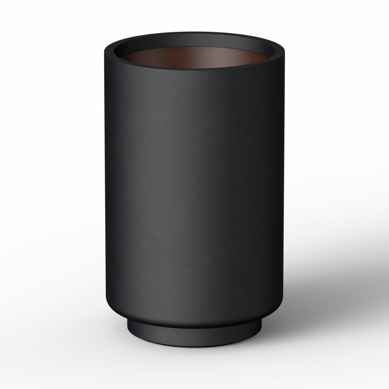 Kante 20.1 Inch Tall Concrete Planter, Round Pedestal Design Garden Pot for Indoor Outdoor Plants, Modern Garden Pot with Drainage Hole, Black Finish with Painted Interior - Image 1