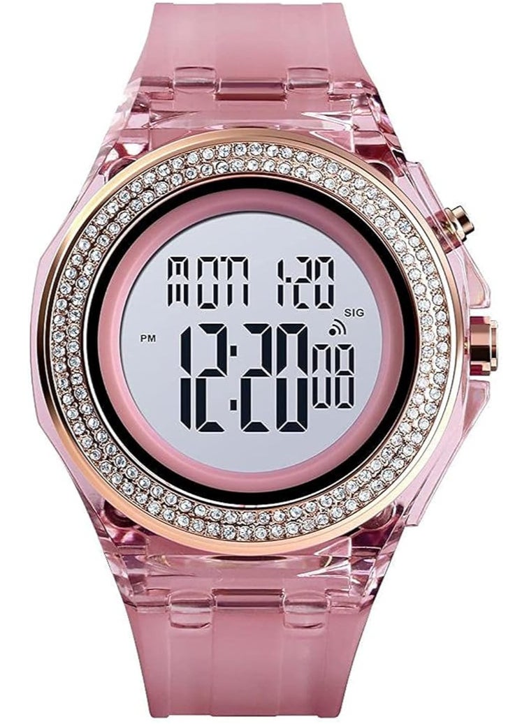 SKMEI Brand: SKMEI Skmay Women's Digital Sports Watch, Rubber Strap - 1598, Pink Strap 