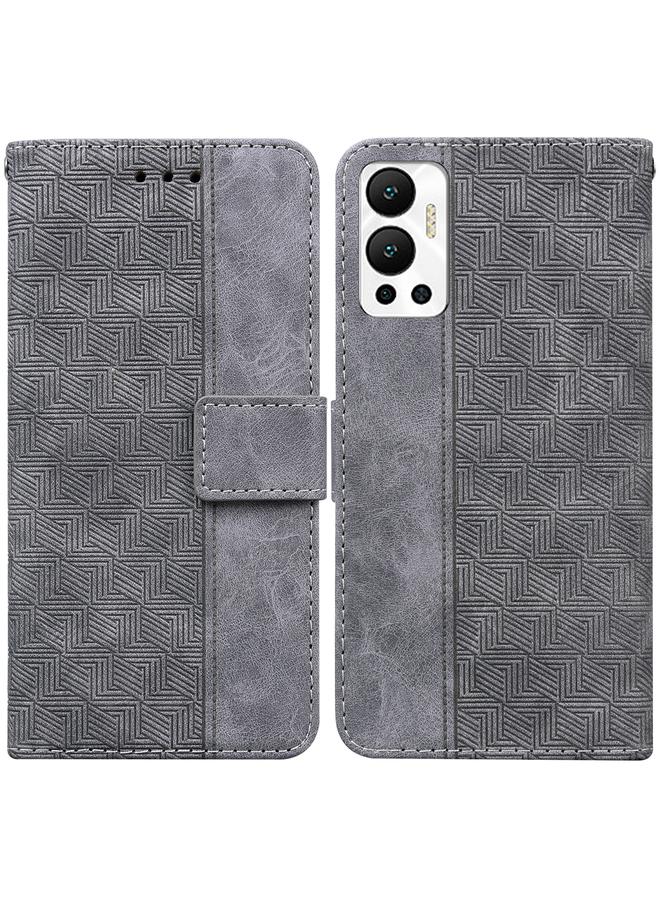 اس-توب جراب لهاتف Infinix Hot 12 مصنوع من الجلد المنقوش هندسيًا - Image 1