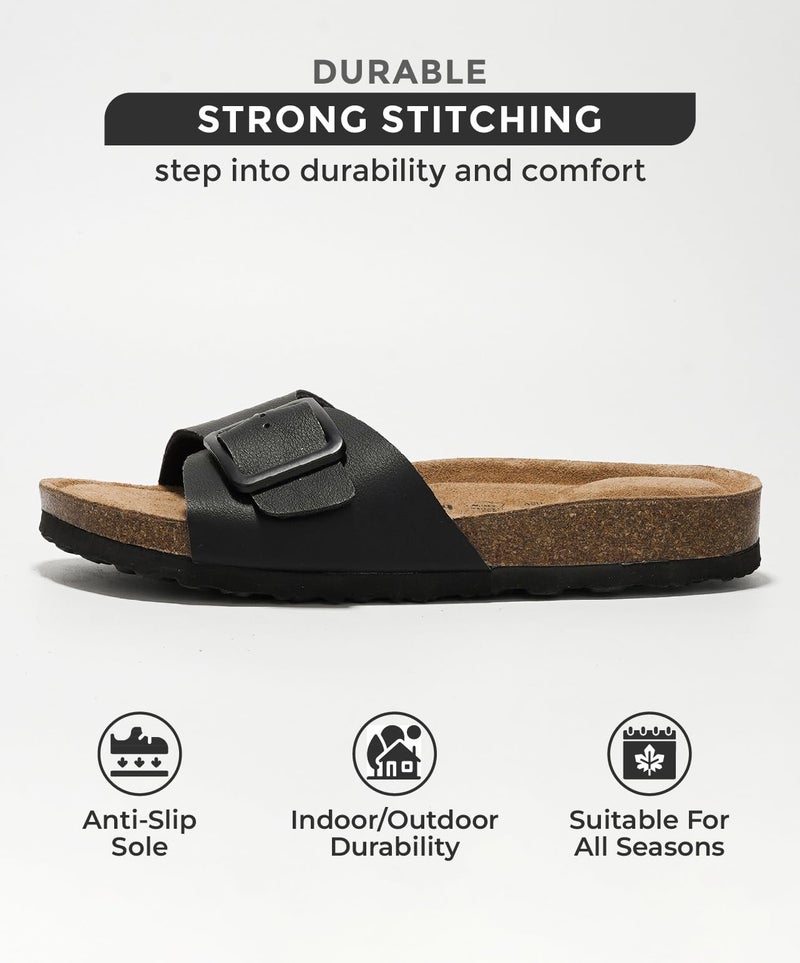 Project Cloud Genuine Leather Sandals Women Dressy Summer Beach Essentials - Flip Flops & Slides with Memory Foam Insole Womens Sandals Comfortable Footwear (Ibiza, Blk, 8.5) - Image 2