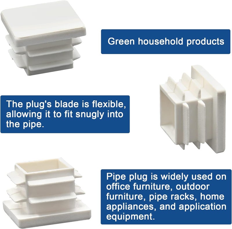 Suiwotin 12Pack 19mm (3/4 Inch) Square White Plastic Plug, Square Tubing End Caps, Tubing Post End Cap for 1/2" to 11/16" Square Tubing (White) - Image 4