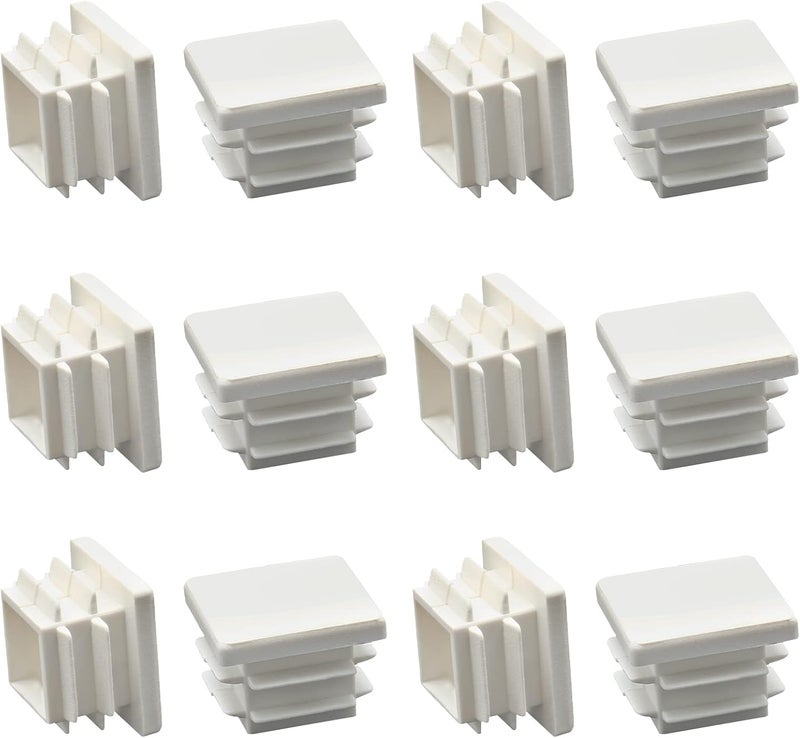 Suiwotin 12Pack 19mm (3/4 Inch) Square White Plastic Plug, Square Tubing End Caps, Tubing Post End Cap for 1/2" to 11/16" Square Tubing (White) - Image 1