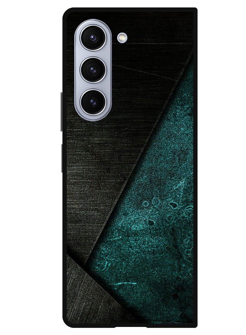 Theodor غطاء واقي مضاد للخدش ومقاوم للصدمات لهاتف سامسونج جالاكسي زد فولد 5 بنمط أسود وأخضر داكن - Image 1