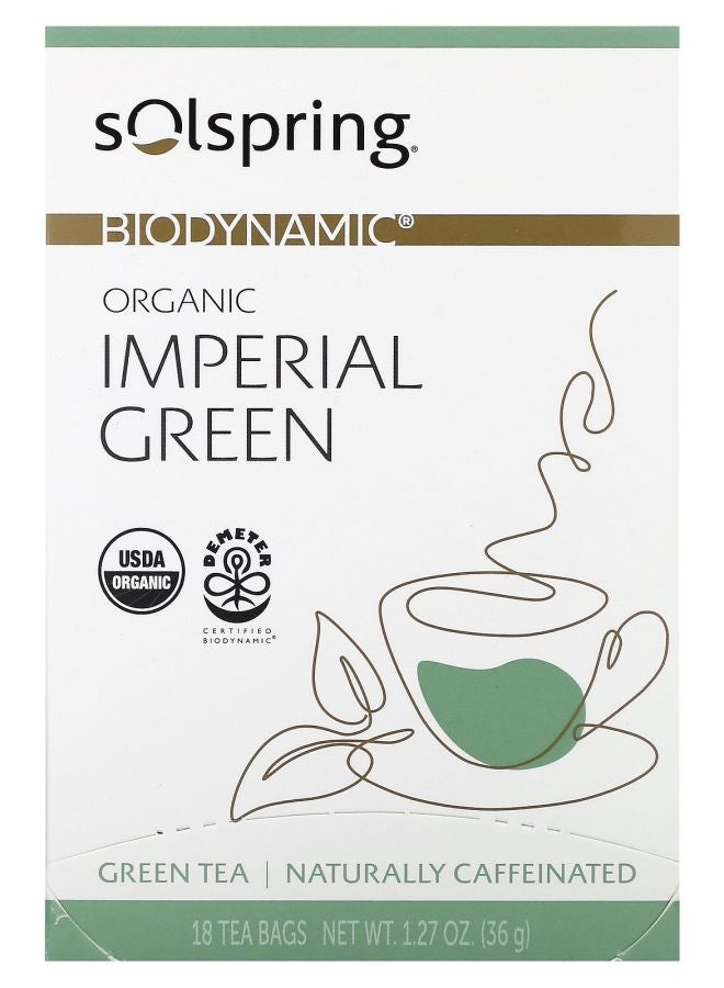 Dr. Mercola شاي أخضر إمبراطوري عضوي بيوديناميكي من سولسبرينغ 18 كيس شاي 1.27 أونصة (36 غرام)