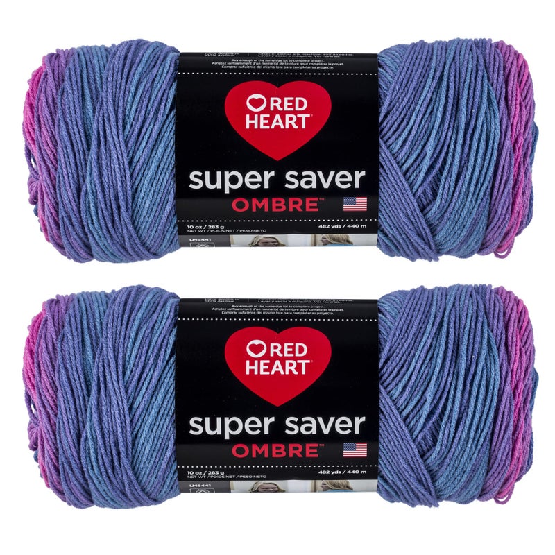 Red Heart Super Saver Jumbo Sweet Treat Ombre Yarn  2 Pack of 283g10oz  Acrylic  4 Medium Worsted  482 Yards  KnittingCrochet