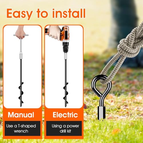 Pamofuper Ground Anchors Screw in, Heavy Duty Tent Stakes Trampoline Anchors 4Pack, Ground Anchors for Camping Tent, Canopies, Carports, Canopy, Sheds, Swing Sets,14in Ground Anchors for High Winds - Image 2
