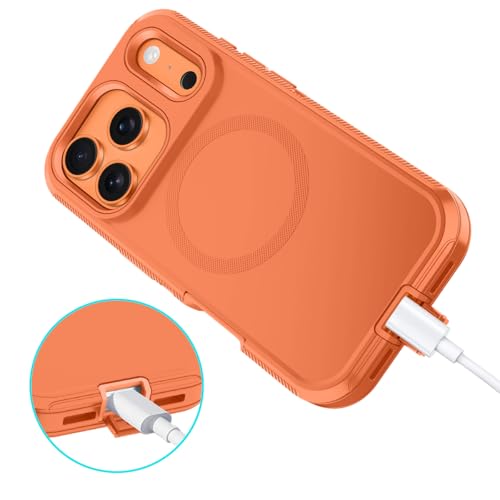 I-HONVA for iPhone 17 Pro Max Case [Compatible with MagSafe] Shockproof 3-Layer Full Body Protection [Without Screen Protector] Rugged Heavy Duty Cover Case for Apple iPhone 17 Pro Max,Orange - Image 5