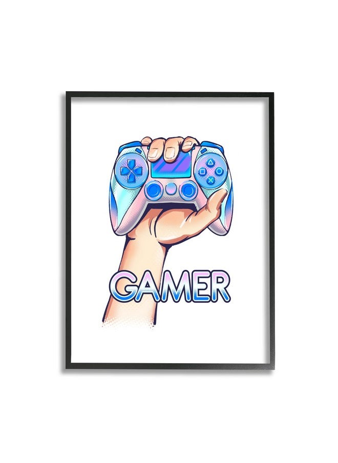 Stupell Industries - Holding Gleaming Video Game Controller Gamer Text, Design By Ziwei Li - Image 1