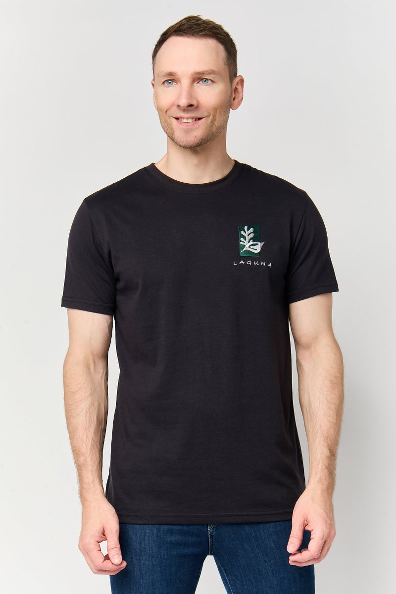 Laguna Men Regular Fit Embroidered Logo Short Sleeve T-Shirt, Black - Image 1
