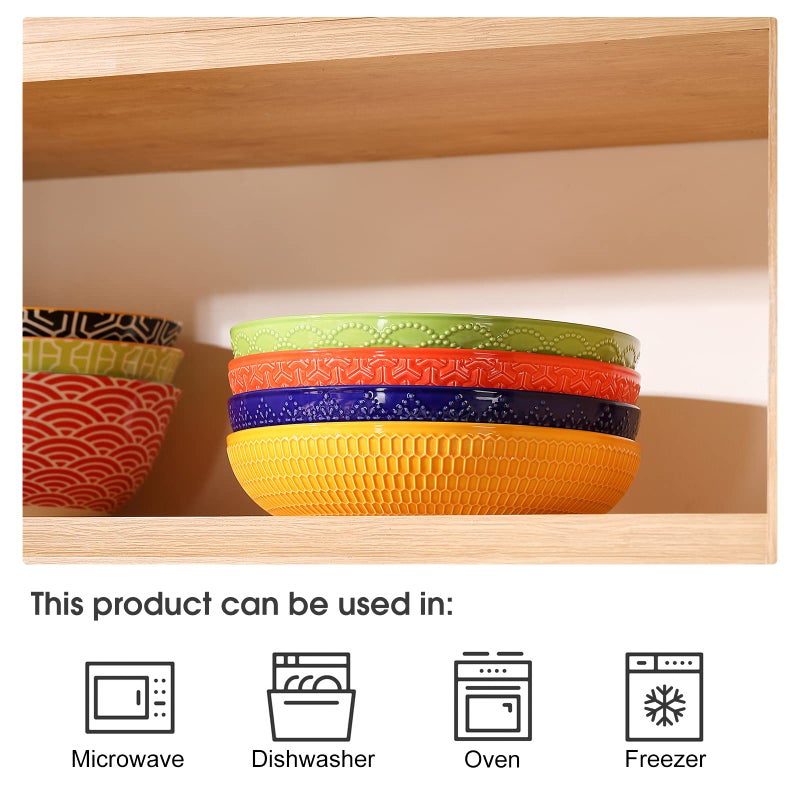 Metahom Ceramic Pasta Bowls  40 Oz Large Salad Bowls  8.75'' Wide and Shallow Bowls for Kitchen  Serving Bowls and Plates Set  Dishwasher & Microwave Safe  Set of 4 - Image 3