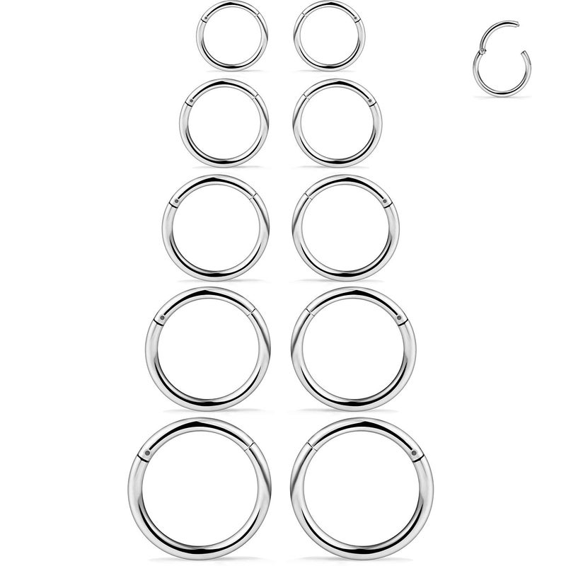 SCERRING 10 قطع 16G حلقة أنف شفاه حلمة حلق أذن مجوهرات ثقب الجسم من الفولاذ المقاوم للصدأ - Image 1
