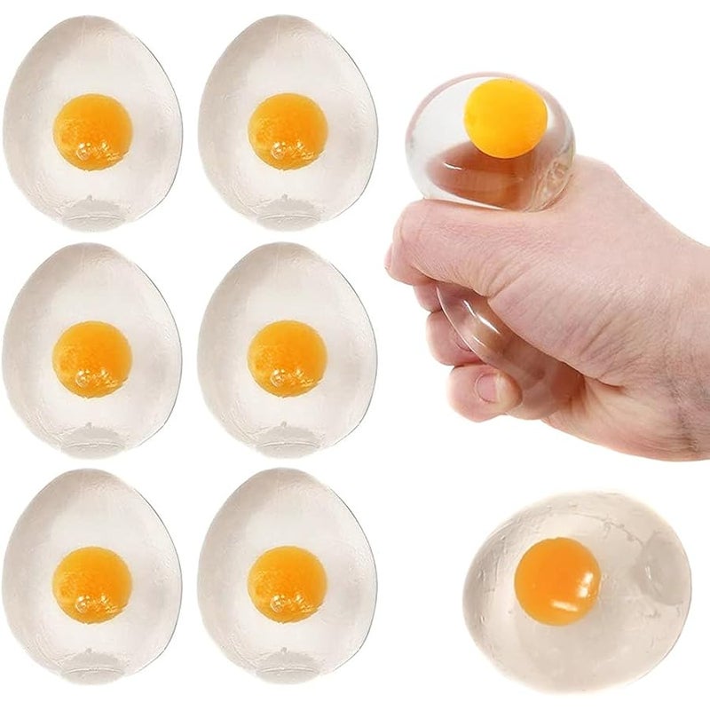 Easter Sticky Egg Splat, Gooey, Flexible, and Durable Squishy Toys (Clear, 6-Pack) - Image 1