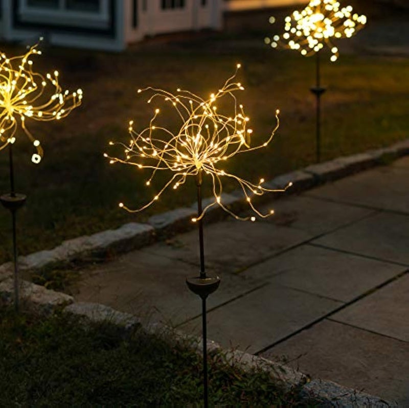 Touch Of ECO Solar LED Firework Sparkler Garden Stake Light Outdoor Decorative Light Flexible LED Branches for Pathway Garden Outdoor Living Area 120 LEDs Over 3 Feet Tall