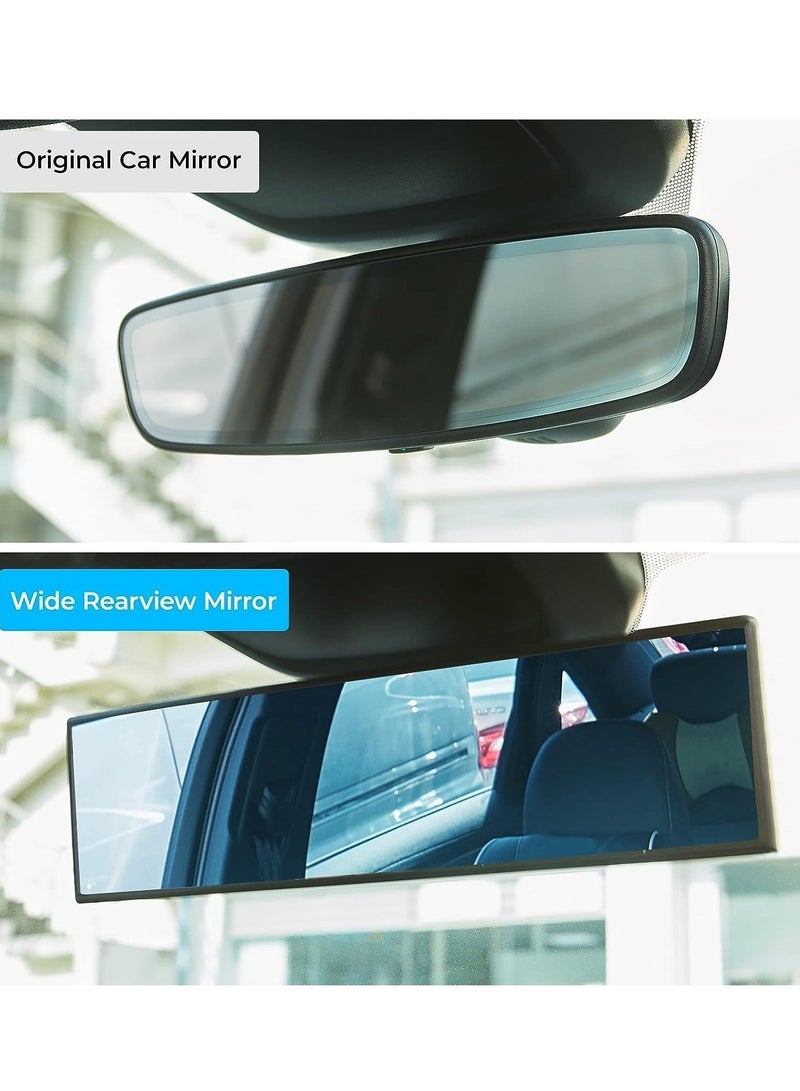 Rear View Mirror, Universal 11.81 Inch Panoramic Convex Rearview Mirror, Interior Clip-on Wide Angle Rear View Mirror, Reduce Blind Spot Effectively for Car SUV Trucks Blue - Image 2