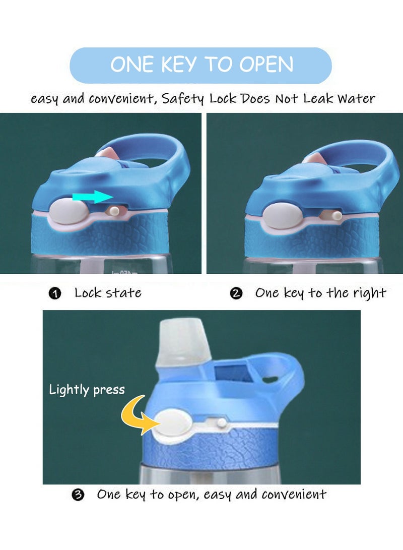 VUCATIN Kids Water Bottle Cute Toddler Cup with Straw Spill Leakproof Durable Plastic Drinking Bottle Kindergarten Primary School Students Summer Portable Straw Cup 480ML with 4 Cute Stickers - Image 4
