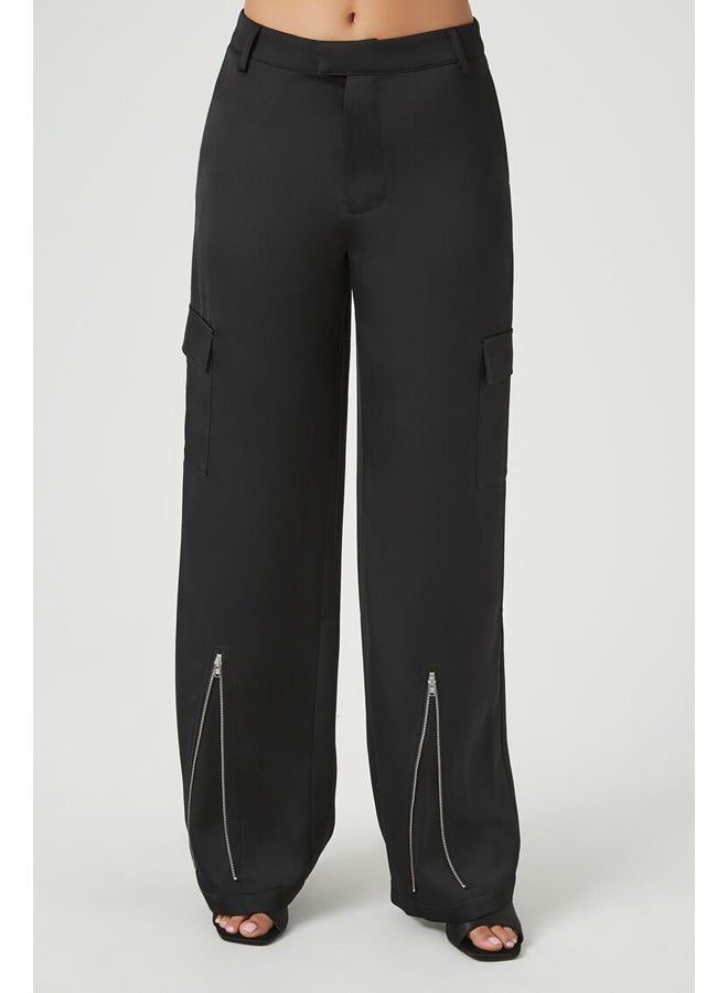 FOREVER 21 Satin Cargo Zipper Pants - Image 2