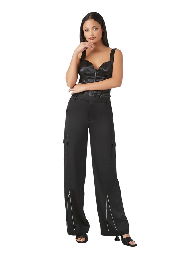 FOREVER 21 Satin Cargo Zipper Pants - Image 1