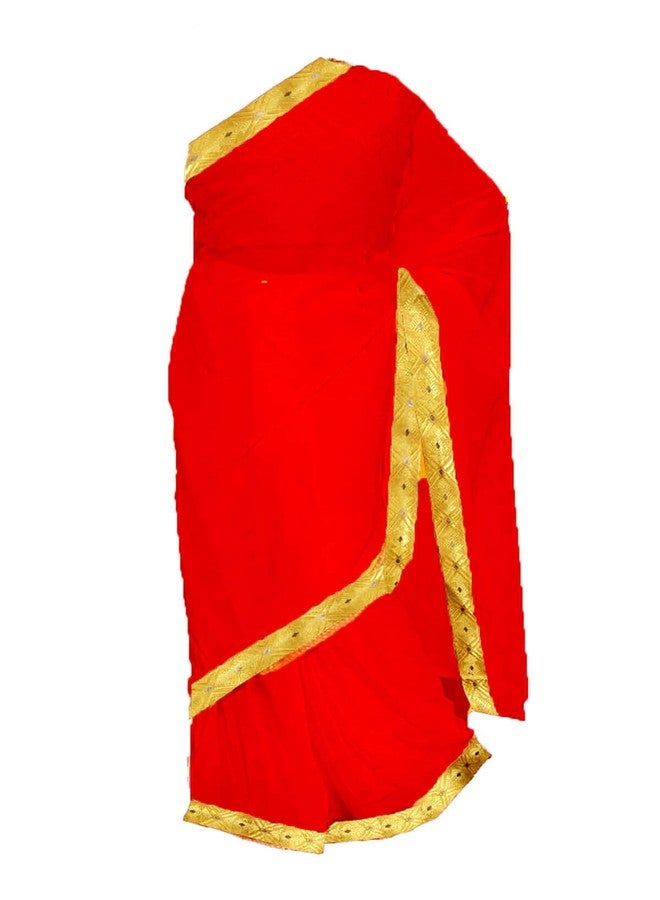 HIBA CREATIONS Baby Girl Kids Red Colour prestitched saree with readymade blouse 5-6 Years - Image 3