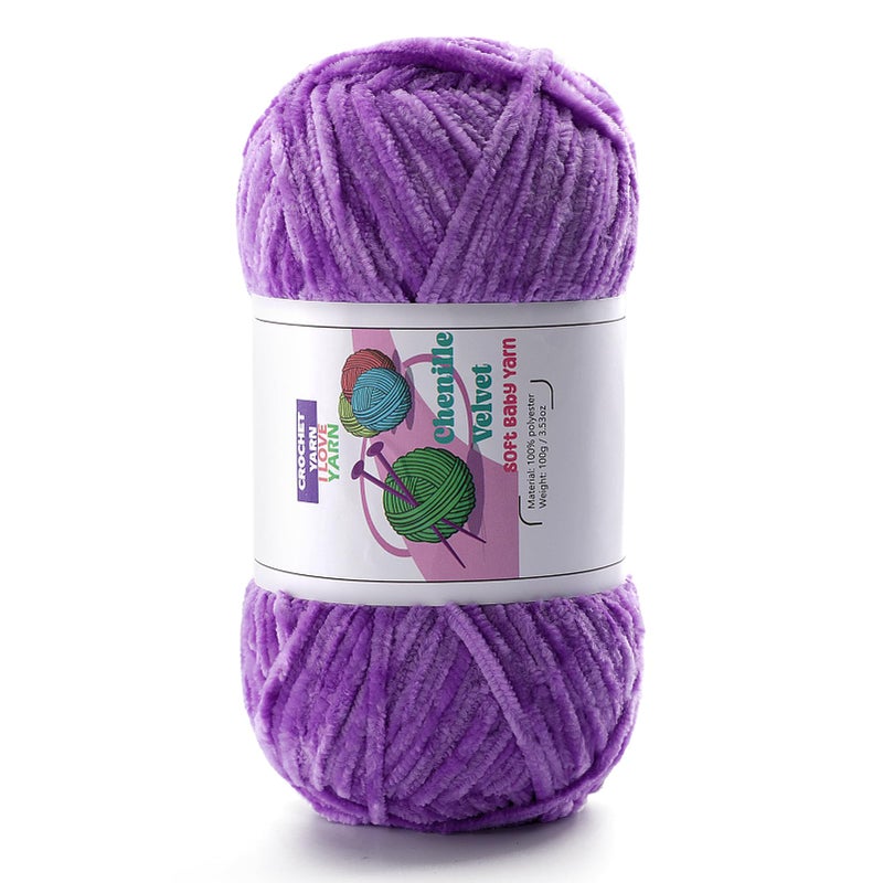 DAERBOF Plush Chunky Chenille Yarn Fluffy Velvet Yarn for Crocheting Soft Thick Bulky Yarn for Knitting and Making Clothes Hats Scarves Blankets Cushions35oz 1968yds Each Purple - Image 3