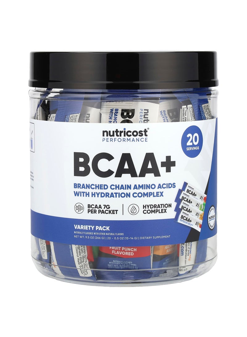 Performance, BCAA +, Variety Pack, 20 Packets, 0.5 oz (13-14 g) Each