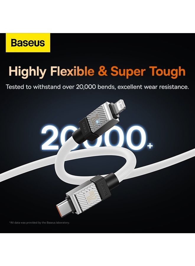 بيسوس كابل من نوع C إلى Lightning (1م)، 20 واط شحن سريع USB C كابلات آيفون كابل شاحن آيفون شحن سريع كابلات بيانات موصل سبيكة الزنك لآيفون 14/13/12 برو ماكس / 12/11 برو/X/XS/XR / 8 بلس - أبيض - Image 4