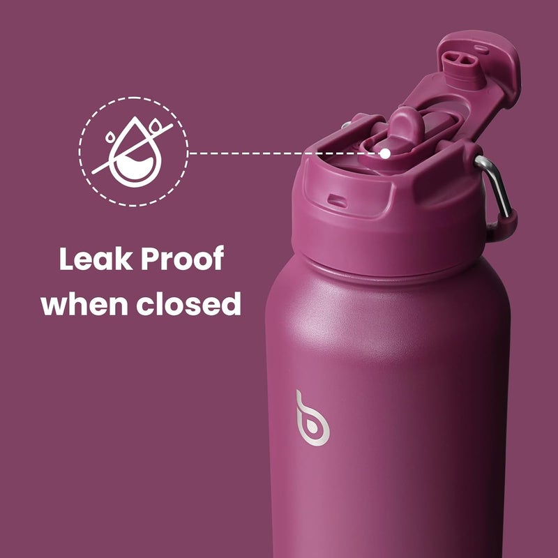 Bottle Bottle Insulated Stainless Steel Sports Water Bottle With Straw And Pill Holder (Cherry Red) - Image 4