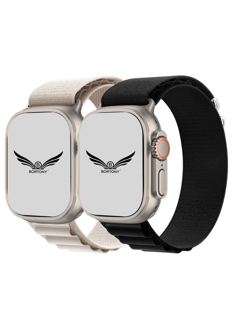BORTONY - Apple Watch Band Alpine Loop Band 38mm 40mm 41mm Pack of 2 for Men Women Nylon Woven Sport Strap Compatible with iWatch Series 8 Ultra 7 SE 6 5 4 3 2 1 - Image 1