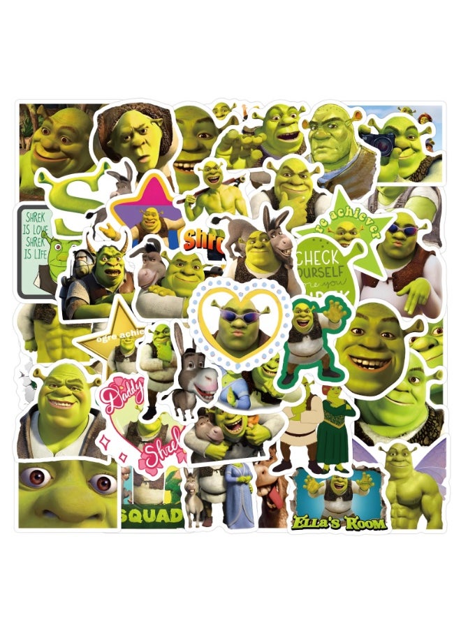 NIBEMINENT 60 Pcs Shrek Deco Kit Waterproof Stickers, High Definition Printing Bright Colors, Suitable for Laptop Skateboard Luggage Water Bottle Guitar DIY  - Image 3