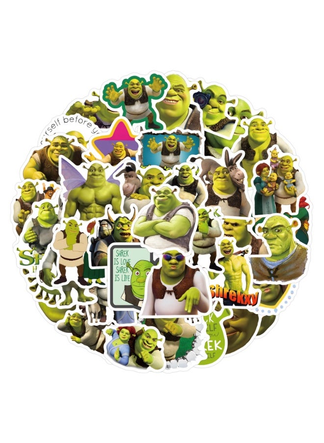 NIBEMINENT 60 Pcs Shrek Deco Kit Waterproof Stickers, High Definition Printing Bright Colors, Suitable for Laptop Skateboard Luggage Water Bottle Guitar DIY  - Image 2