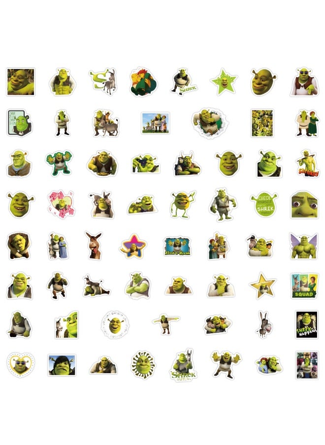 NIBEMINENT 60 Pcs Shrek Deco Kit Waterproof Stickers, High Definition Printing Bright Colors, Suitable for Laptop Skateboard Luggage Water Bottle Guitar DIY  - Image 1