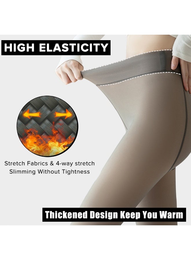 Yakiter Women Winter Fleece Lined Tights High Waist Stretchy Warm Thick Winter Warm Pants - Image 3